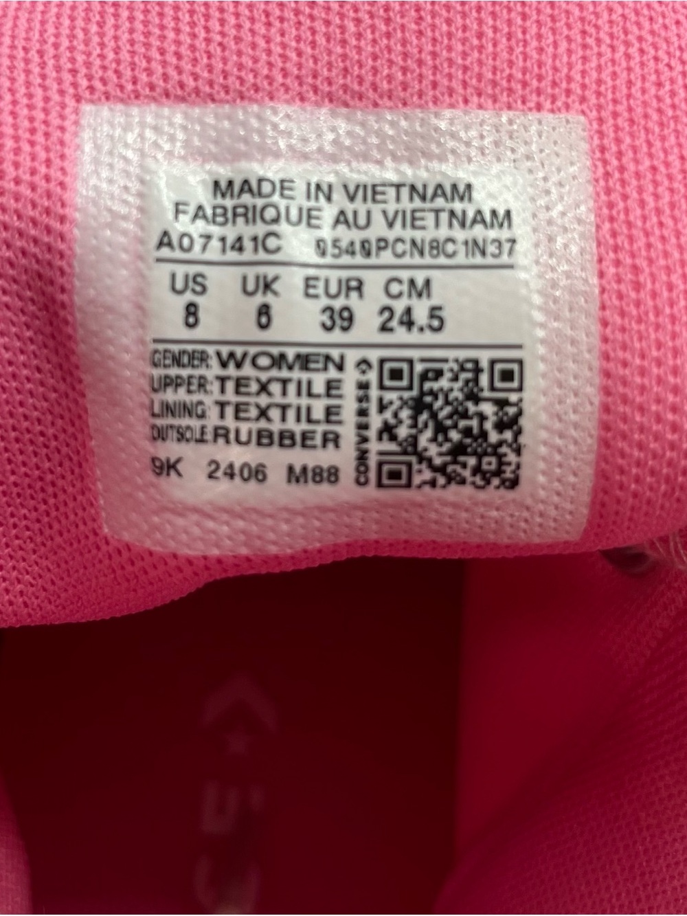 Converse Chuck Taylor Lift Platform Retro Varsity “Oops” Pink Canvas Sneaker - Picture 6 of 8